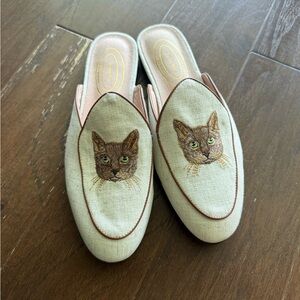 Journey West Women's Mules Flats with Embroidery Belgian Loafers  Sz 9 NWT